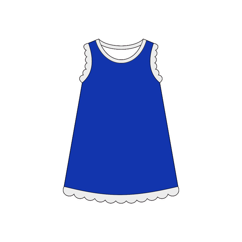 4.3 Pre order No Moq Baby Girls Sleeveless Scallop Knee Length Dresses