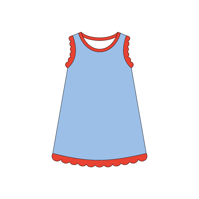 4.3 Pre order No Moq Baby Girls Sleeveless Scallop Knee Length Dresses
