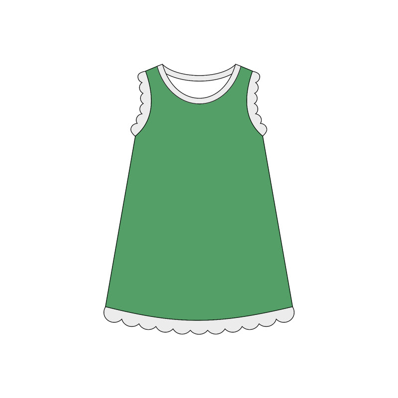 4.3 Pre order No Moq Baby Girls Sleeveless Scallop Knee Length Dresses