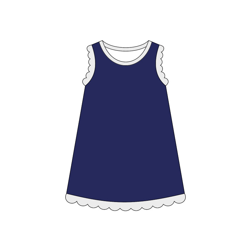 4.3 Pre order No Moq Baby Girls Sleeveless Scallop Knee Length Dresses