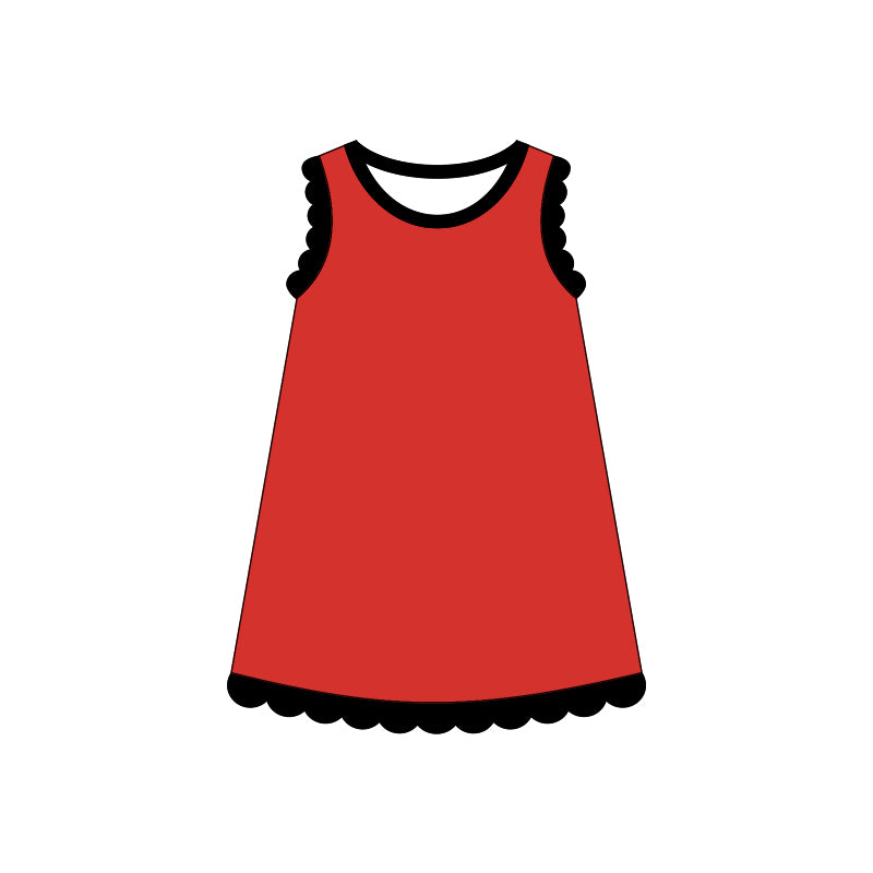 4.3 Pre order No Moq Baby Girls Sleeveless Scallop Knee Length Dresses