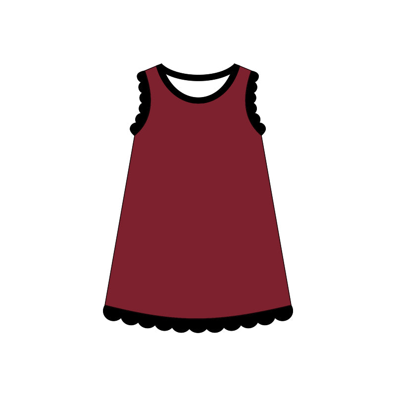 4.3 Pre order No Moq Baby Girls Sleeveless Scallop Knee Length Dresses