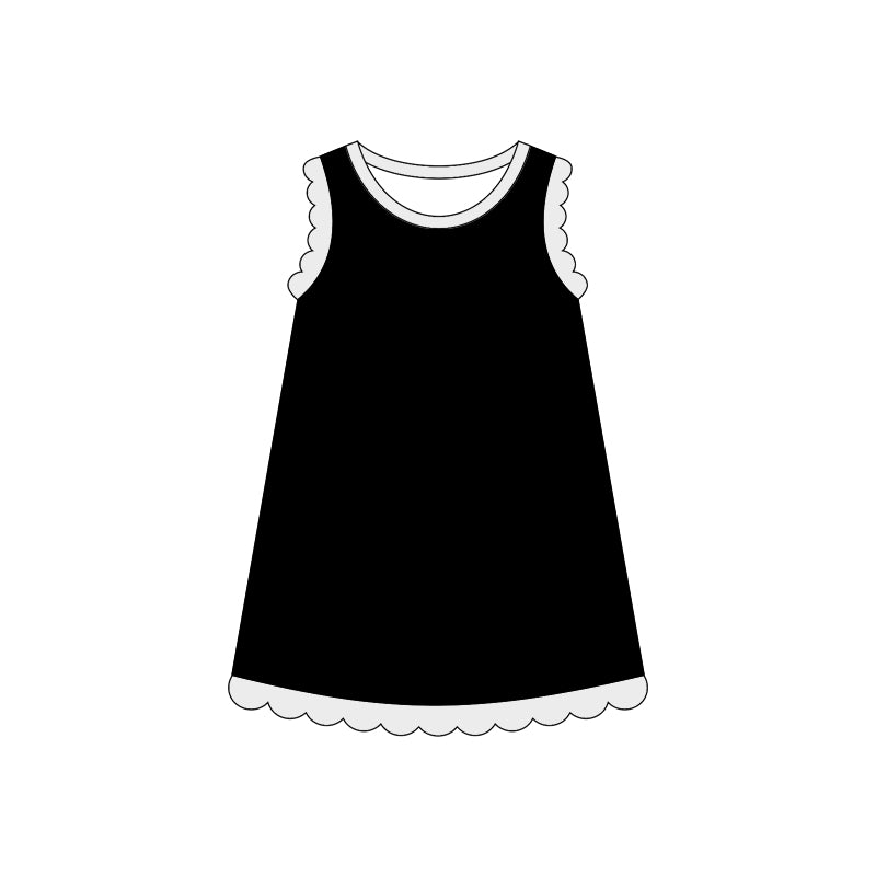 4.3 Pre order No Moq Baby Girls Sleeveless Scallop Knee Length Dresses