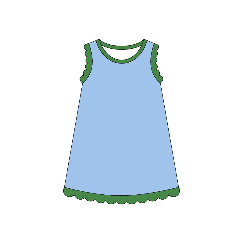 4.3 Pre order No Moq Baby Girls Sleeveless Scallop Knee Length Dresses