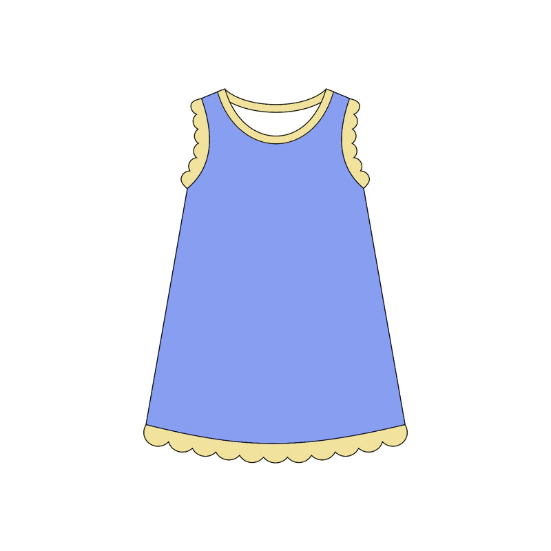 4.3 Pre order No Moq Baby Girls Sleeveless Scallop Knee Length Dresses