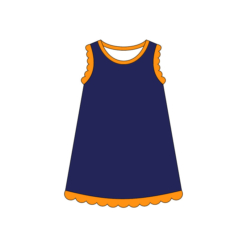 4.3 Pre order No Moq Baby Girls Sleeveless Scallop Knee Length Dresses