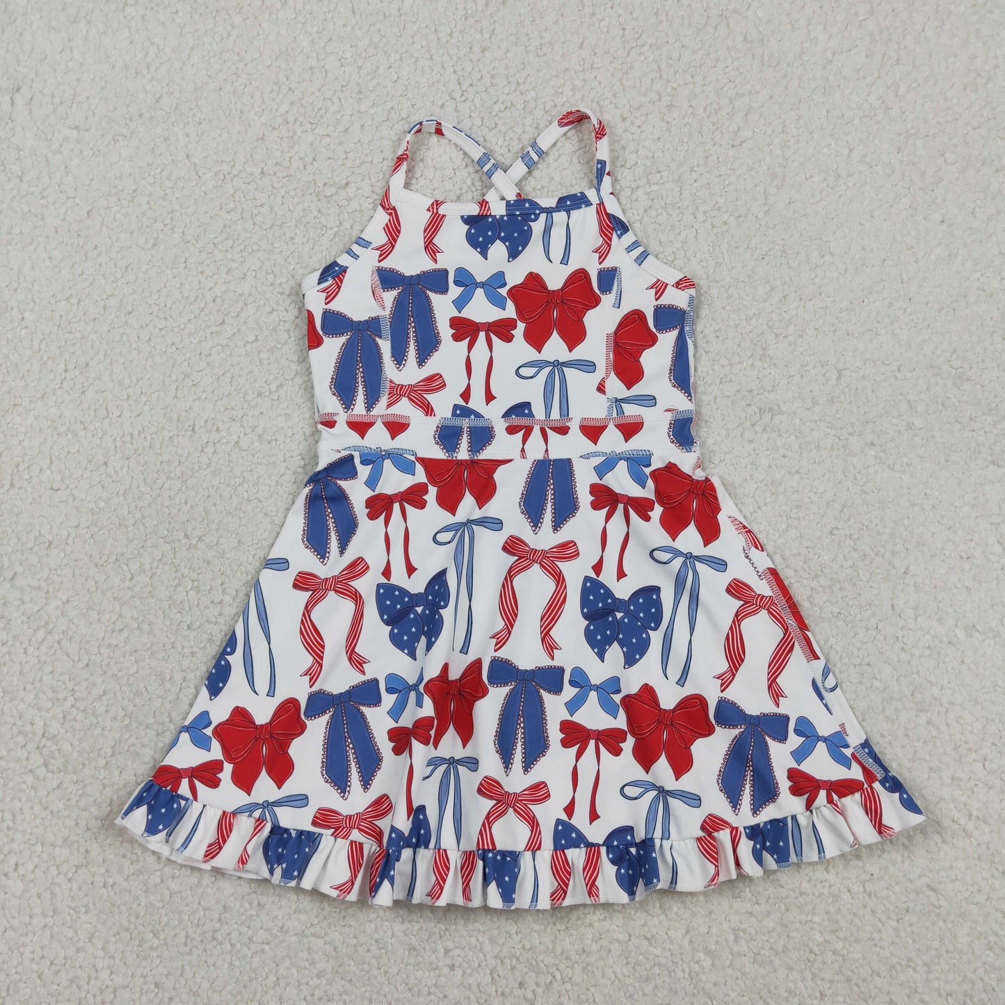 RTS Sibling Straps colorful bows ruffle kids girls athletic dress