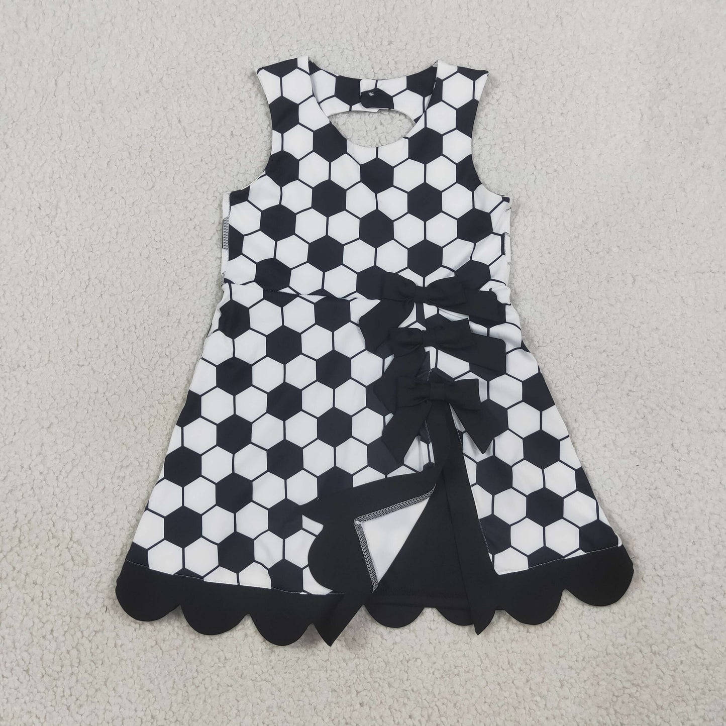 GSD4102 RTS NO MOQ （In stock）Sleeveless soccer bow kids girls athletic dresses