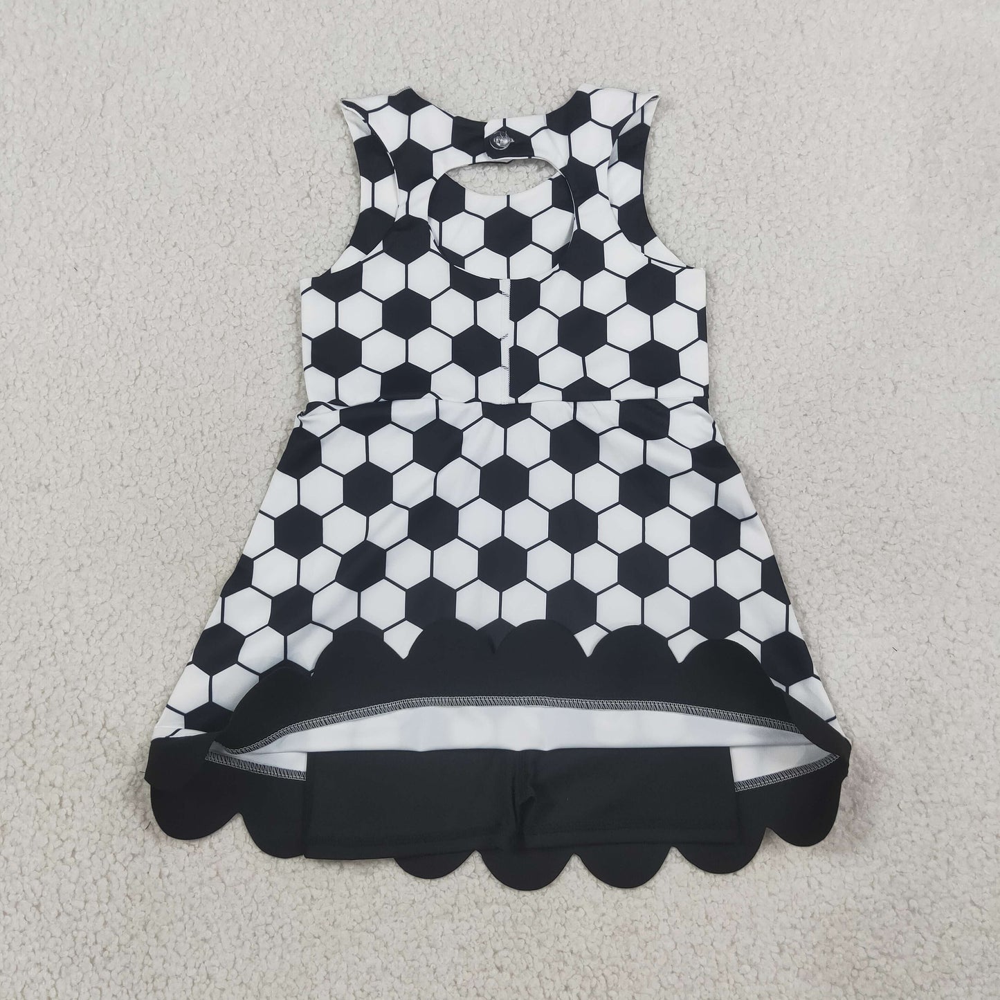 GSD4102 RTS NO MOQ （In stock）Sleeveless soccer bow kids girls athletic dresses