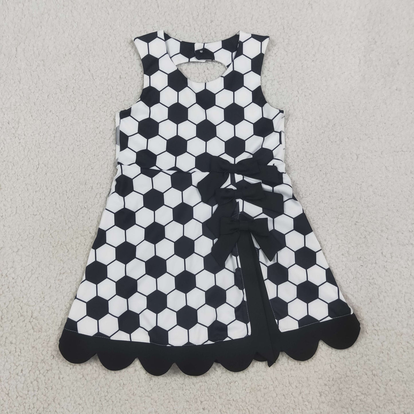 GSD4102 RTS NO MOQ （In stock）Sleeveless soccer bow kids girls athletic dresses
