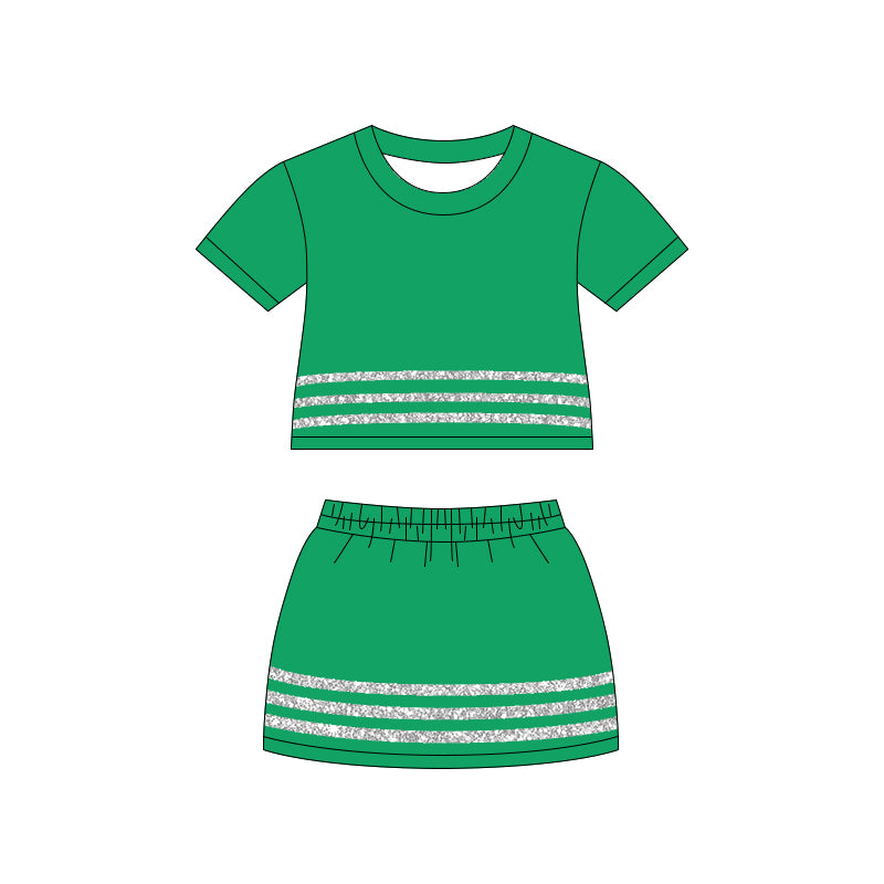 4.15 Pre order No Moq Short sleeves cotton top skirt girls team outfits