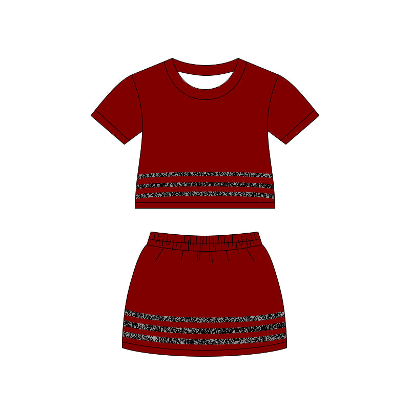 4.15 Pre order No Moq Short sleeves cotton top skirt girls team outfits