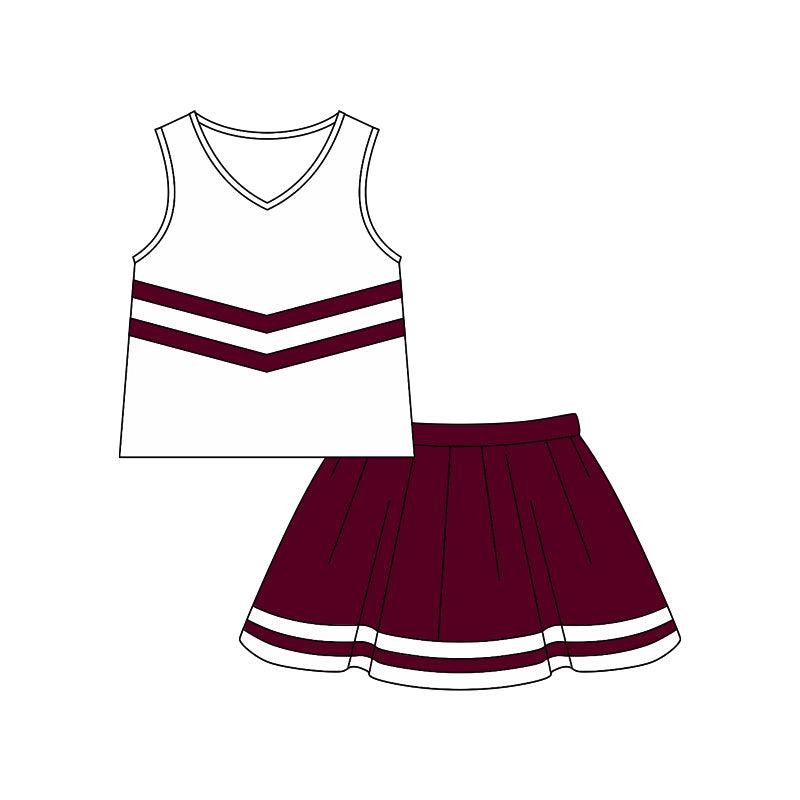 4.21 GSD4114 Pre order No Moq Baby Girls Sleeveless Stripe Vest Top Skirt Short Team Clothes Sets