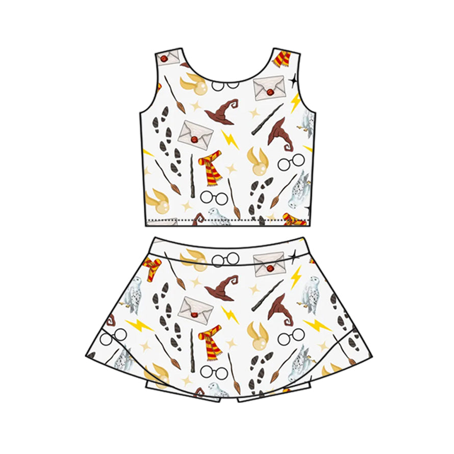 4.22 Pre order No Moq Baby Girls Casual Sleeveless Yoga Set With Top Skirt And Matching Sleeveless Yoga Dress