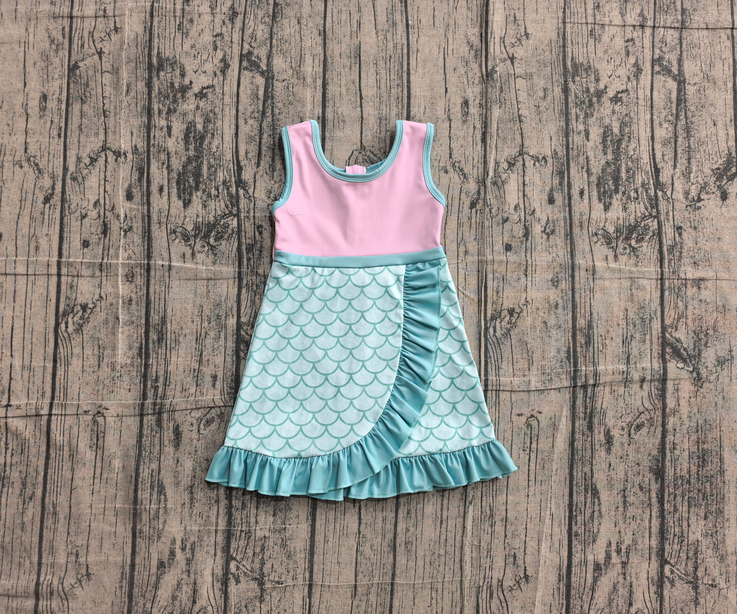 5.13 GSD4015 Sample No Moq Baby Girls Sleeveless Mermaid Yoga Active Short Knee Length Dress