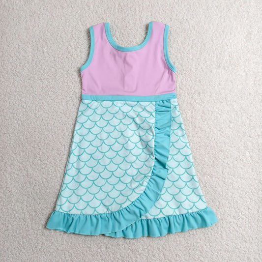 GSD4125 RTS NO MOQ （In stock）Baby Girls Sleeveless Yoga Active Short Knee Length Dress