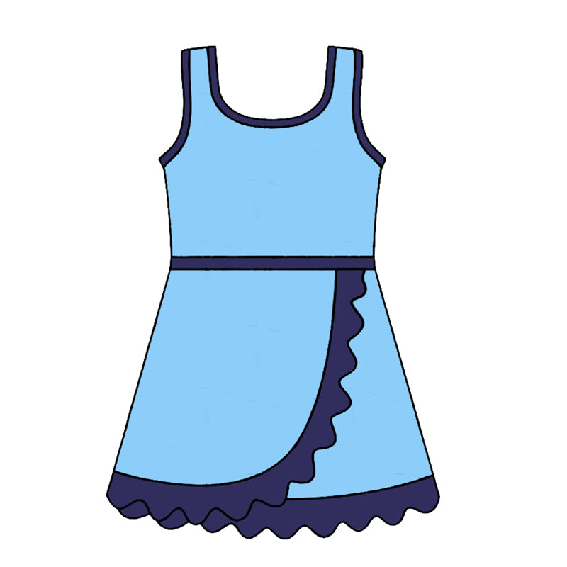 4.24 Pre order No Moq Baby Girls Sleeveless Yoga Active Short Scallop Knee Length Dress