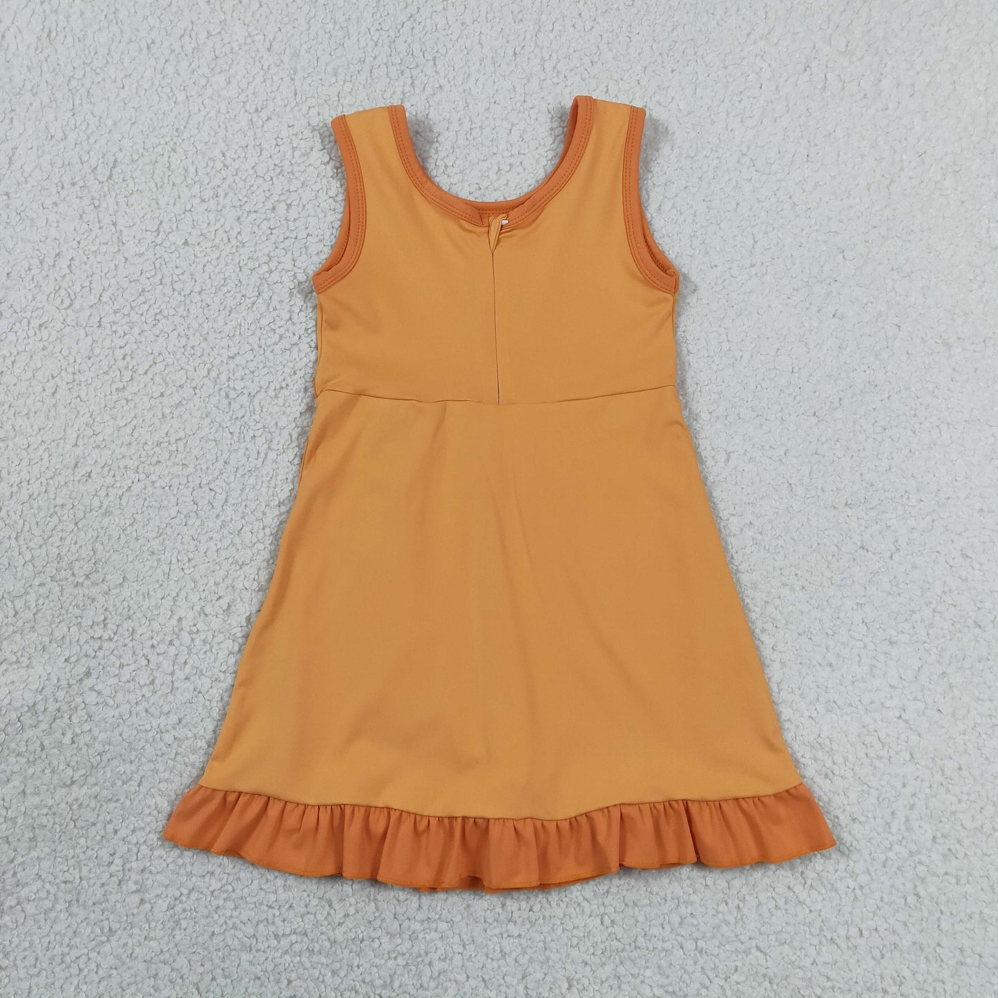 GSD4127 RTS NO MOQ （In stock）Baby Girls Sleeveless Orange Yoga Active Short Knee Length Dress