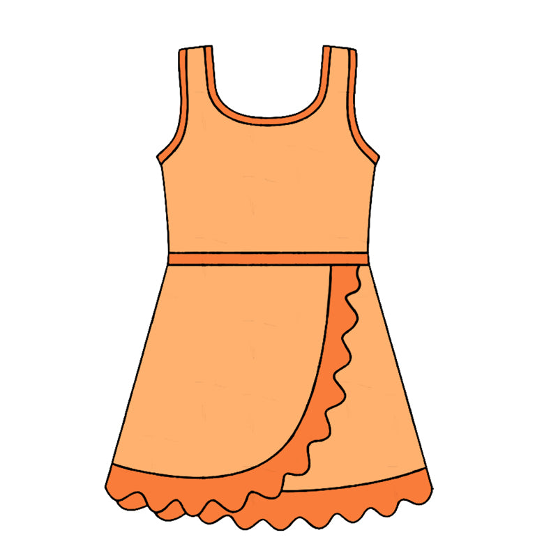 4.24 Pre order No Moq Baby Girls Sleeveless Yoga Active Short Scallop Knee Length Dress
