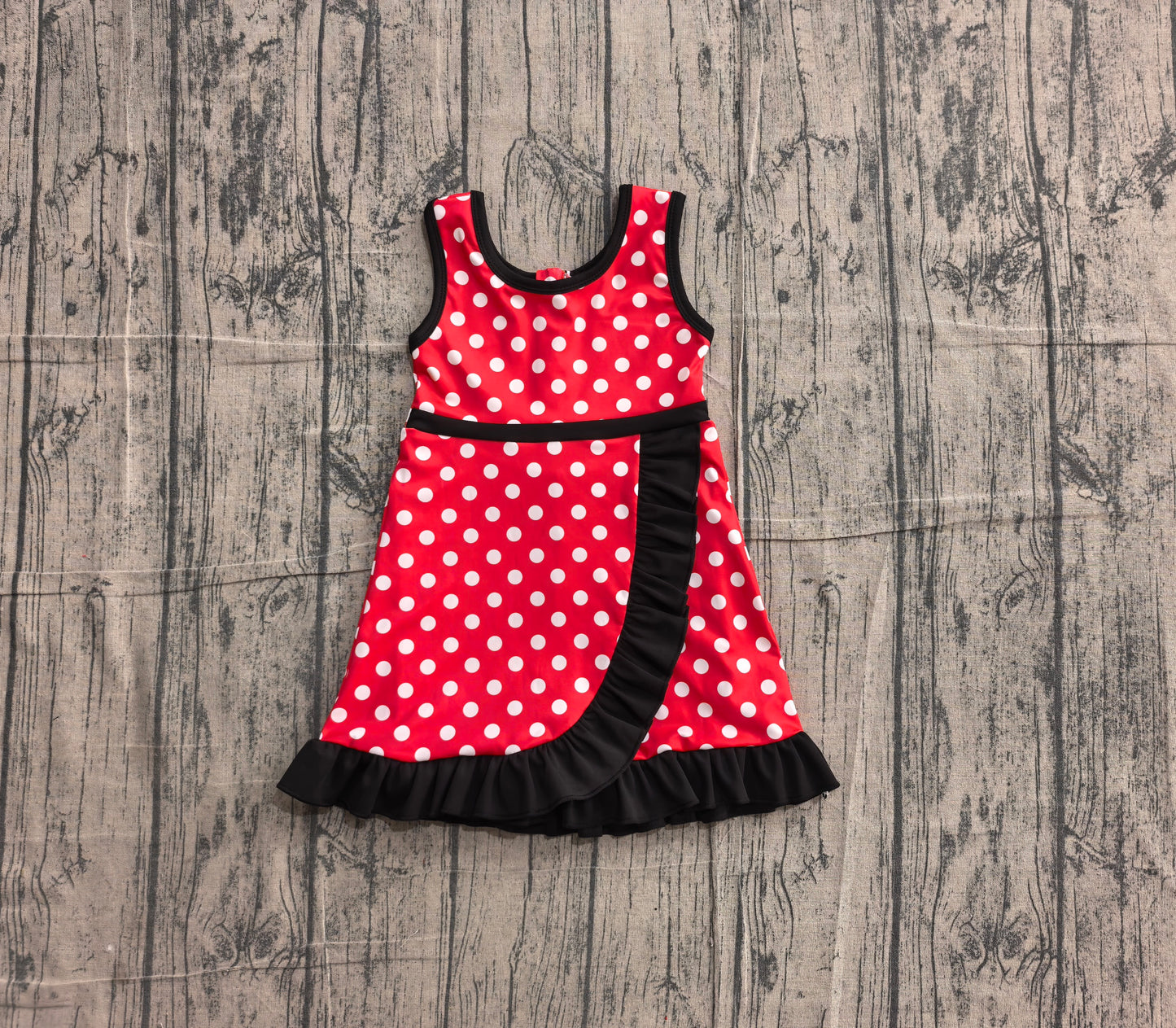 5.13 GSD4128 Sample No Moq Baby Girls Red Sleeveless Yoga Shorts Ruffle Knee Length Dresses