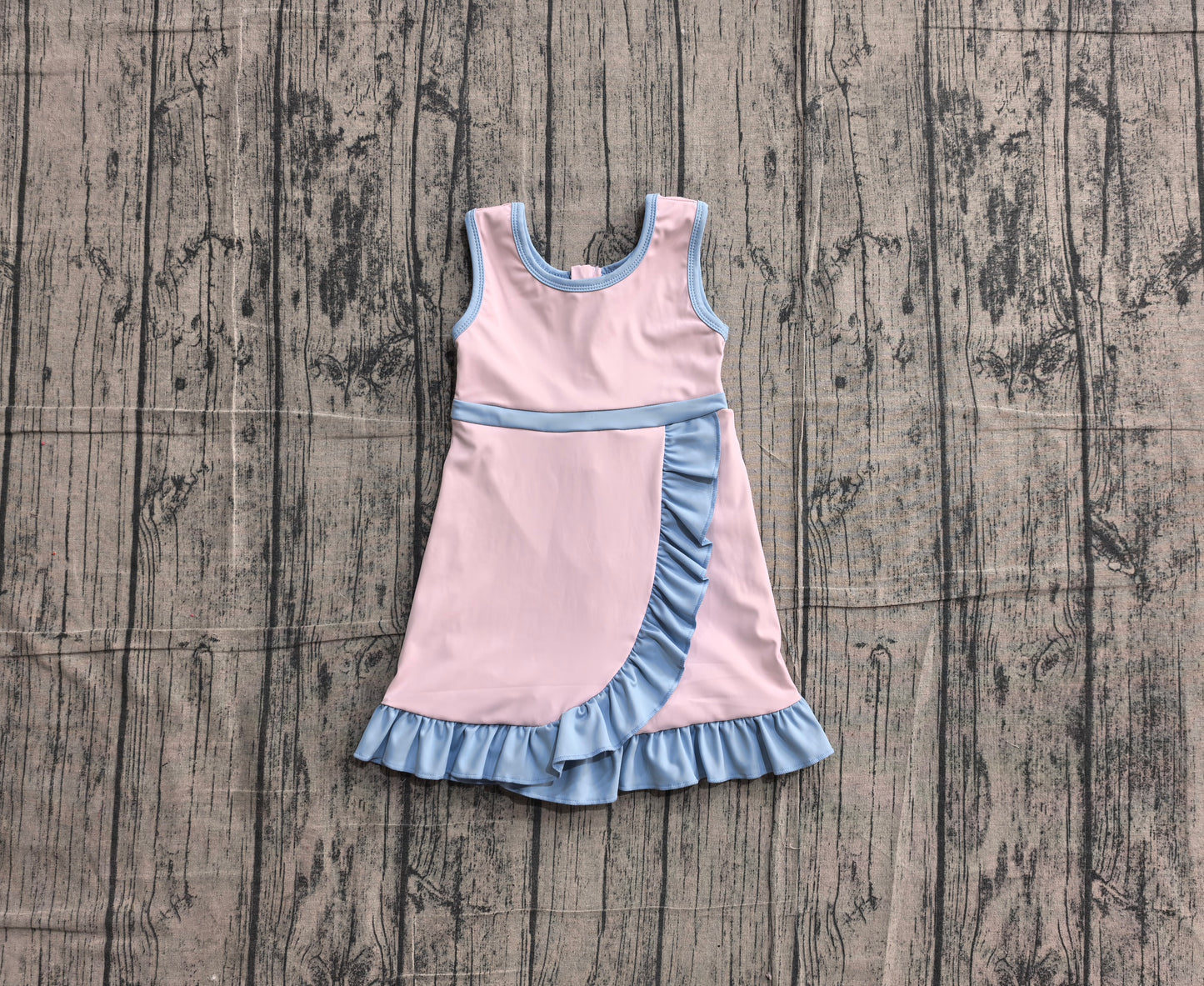5.13 GSD4129 Sample No Moq Baby Girls Sleeveless Light Pink Yoga Active Short Knee Length Dress