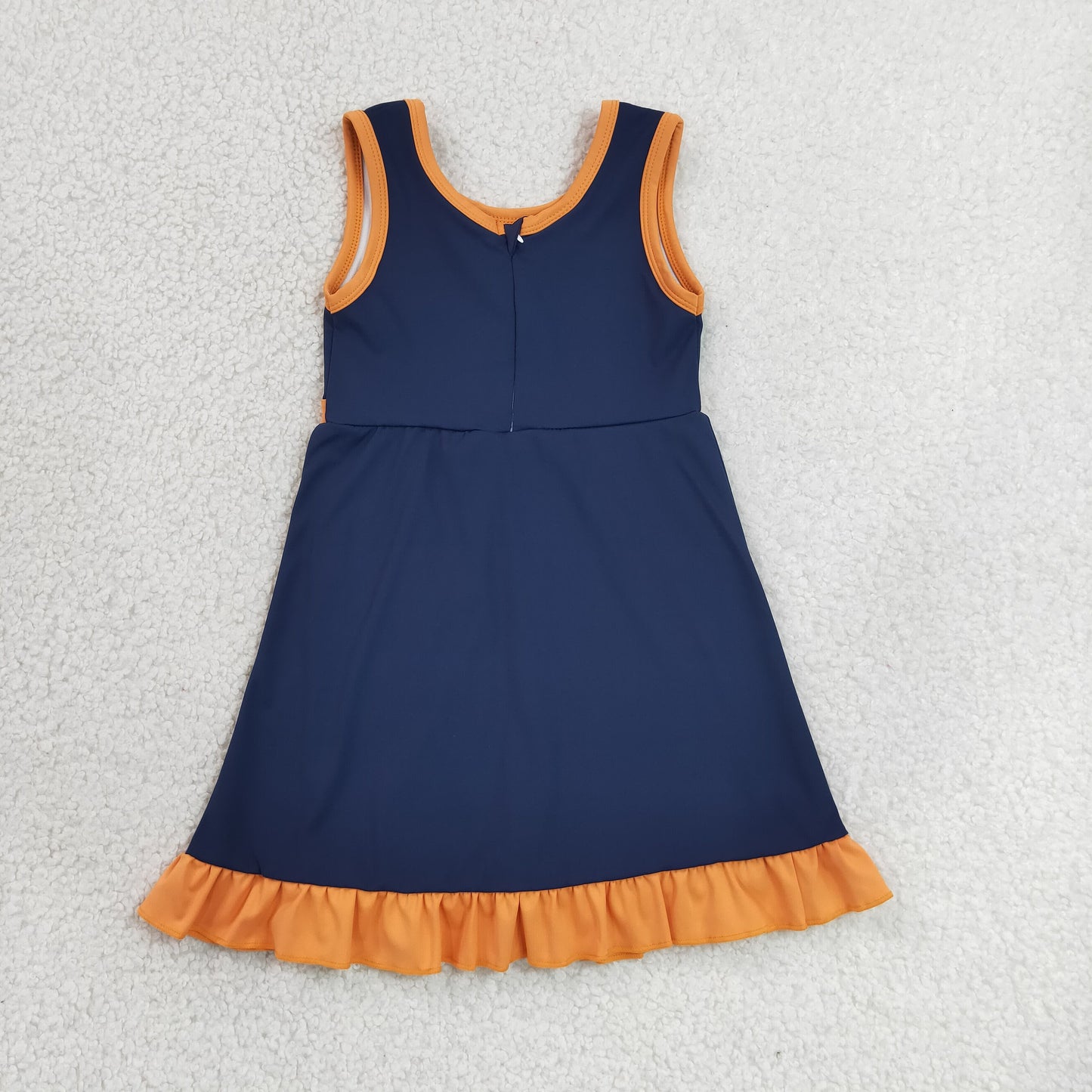GSD4136 RTS NO MOQ （In stock）Sleeveless light blue green scallop girls athletic dress