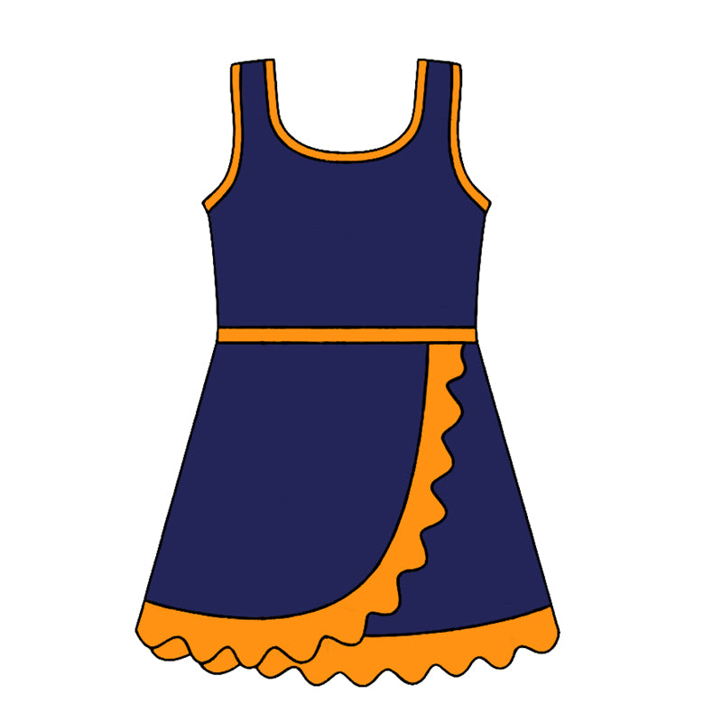 4.24 Pre order No Moq Baby Girls Sleeveless Yoga Active Short Scallop Knee Length Dress