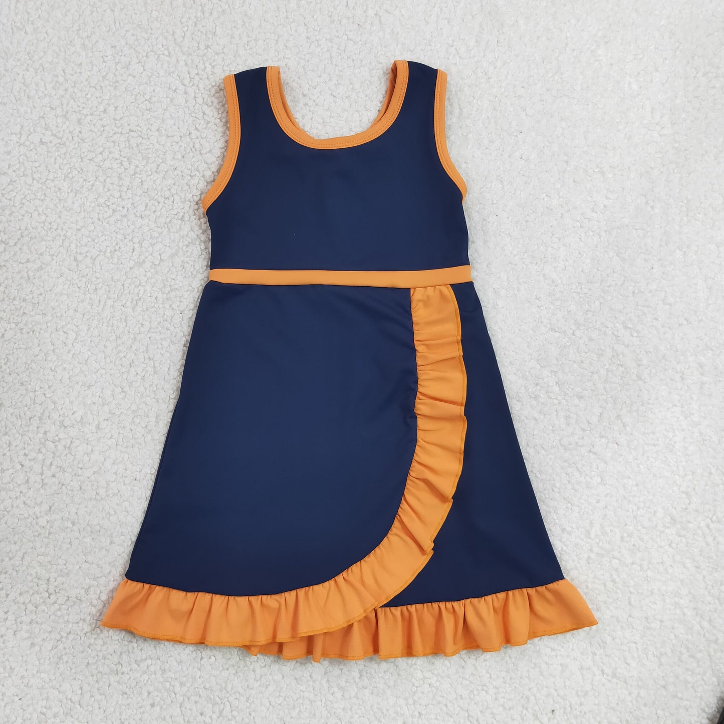 GSD4131 RTS NO MOQ （In stock）Baby Girls Sleeveless Purple Orange Yoga Active Short Knee Length Dress
