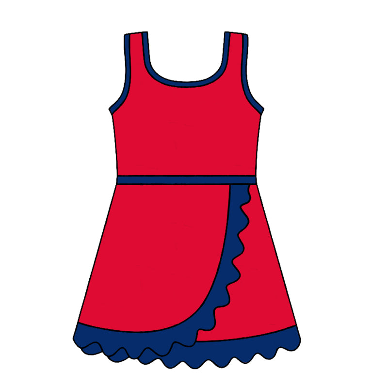 4.24 Pre order No Moq Baby Girls Sleeveless Yoga Active Short Scallop Knee Length Dress