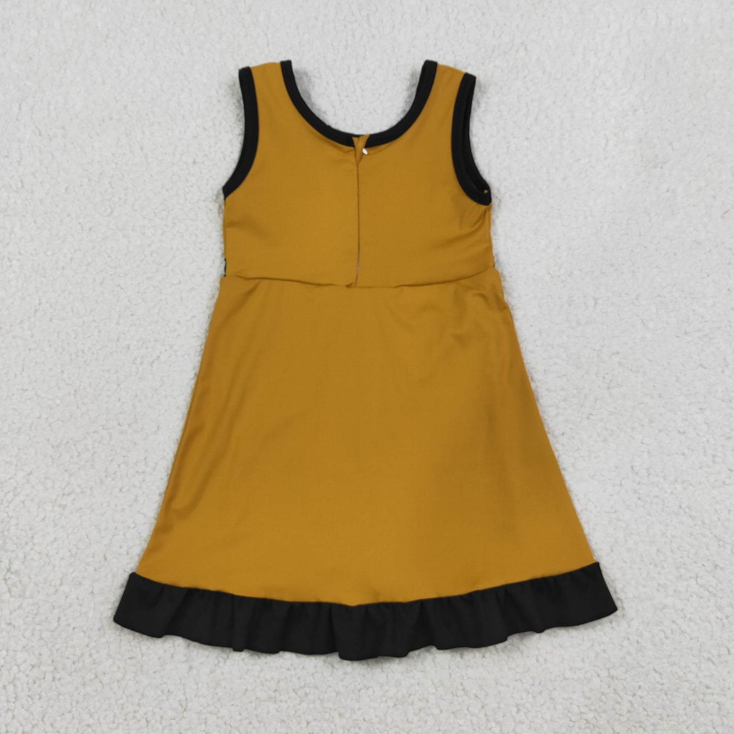 GSD4134 RTS NO MOQ （In stock）Sleeveless black scallop kids girls team athletic dress