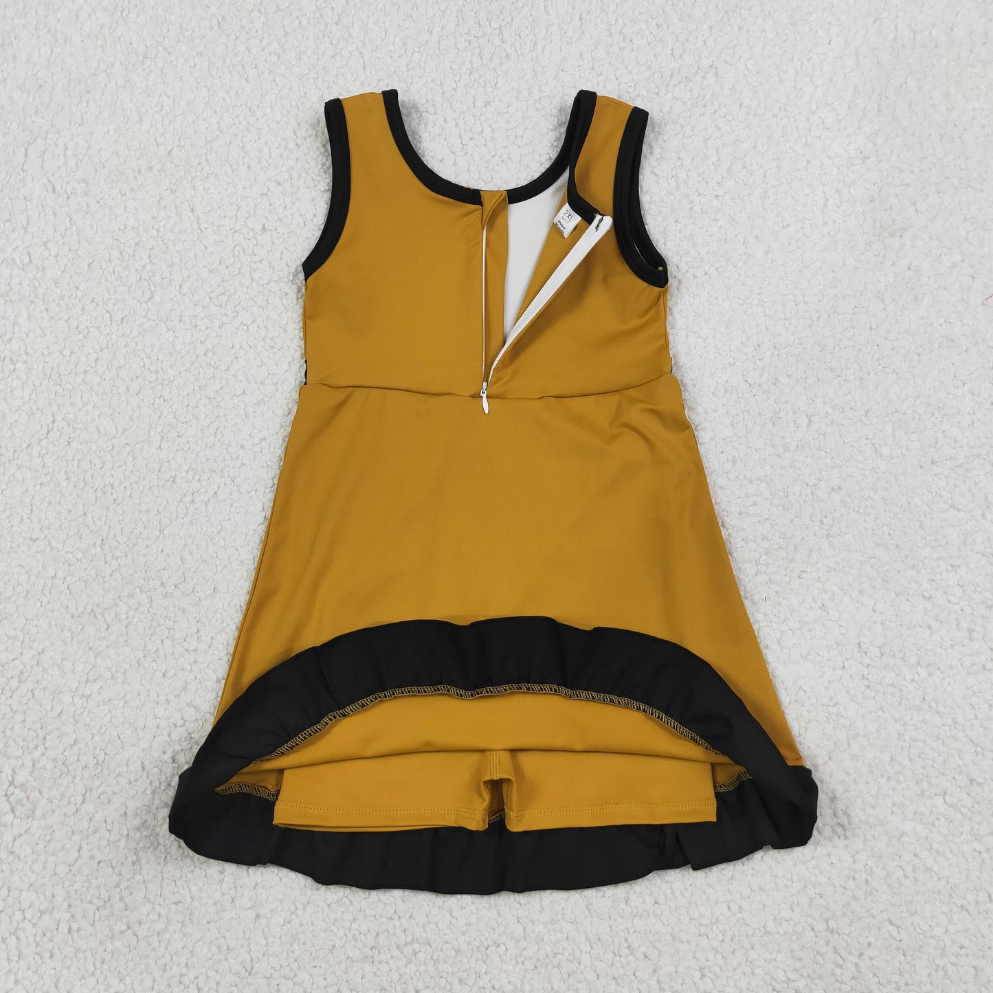 GSD4134 RTS NO MOQ （In stock）Sleeveless black scallop kids girls team athletic dress