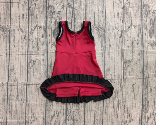 6.1 GSD4135 Sample No Moq Sleeveless maroon black scallop kids girls team athletic dress