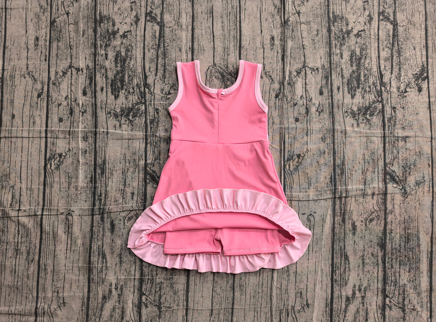 5.13 GSD4139 Sample No Moq Baby Girls Sleeveless Pink Yoga Active Short Scallop Knee Length Dress
