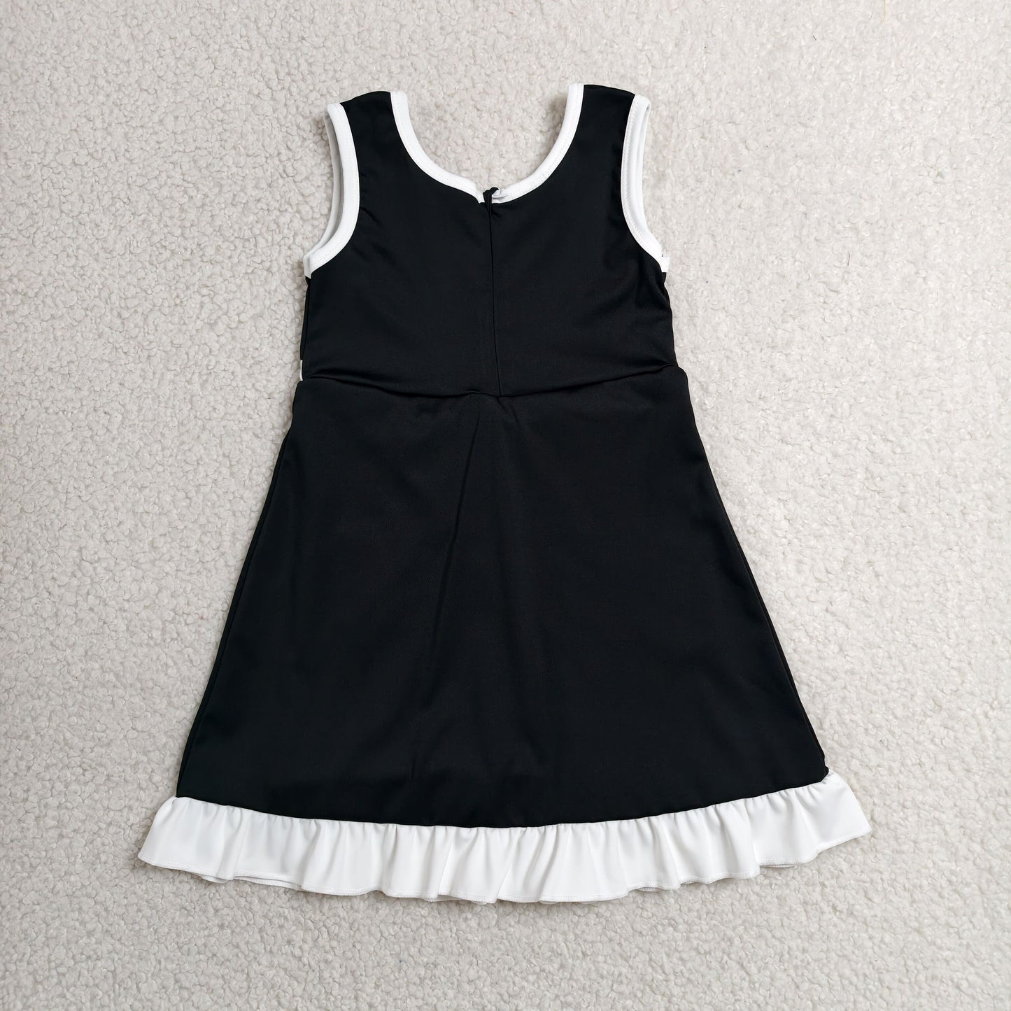 GSD4140 RTS NO MOQ （In stock）Sleeveless black white scallop girls athletic dress