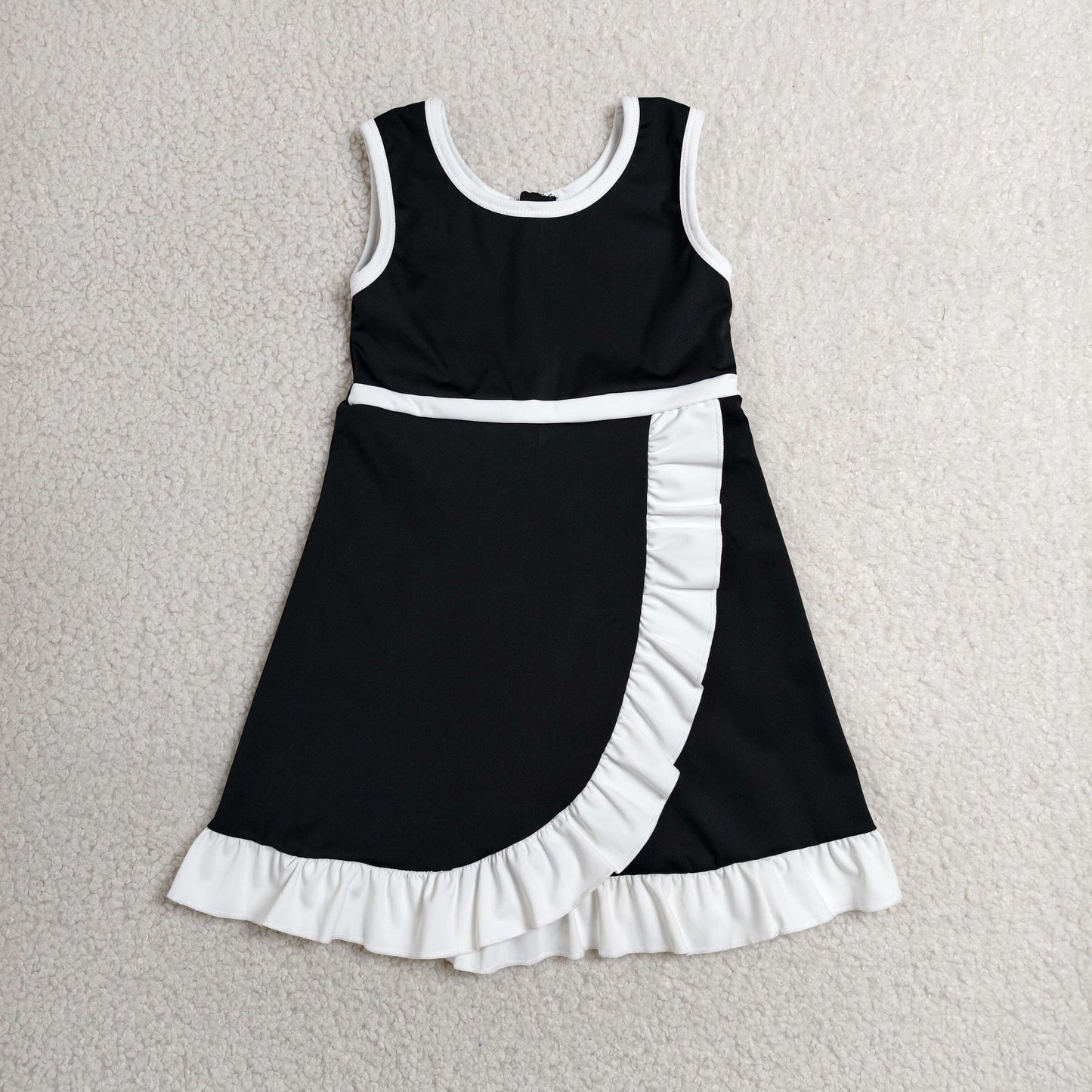 RTS Sibling Sleeveless red black scallop team kids girls athletic dress