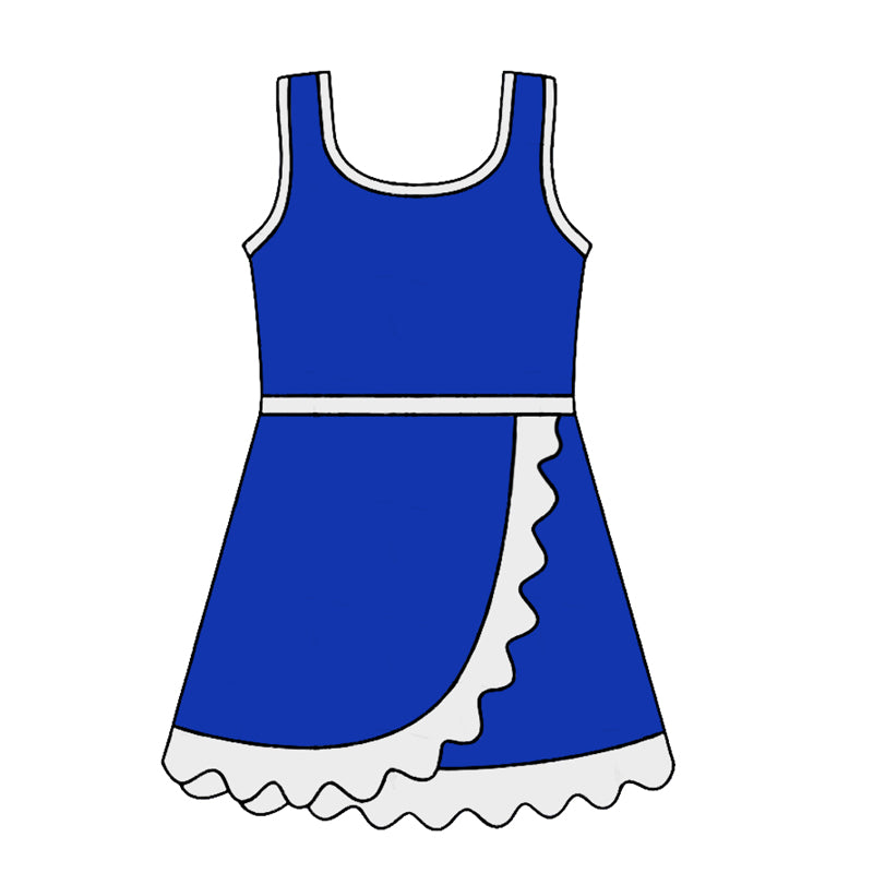 4.24 Pre order No Moq Baby Girls Sleeveless Yoga Active Short Scallop Knee Length Dress