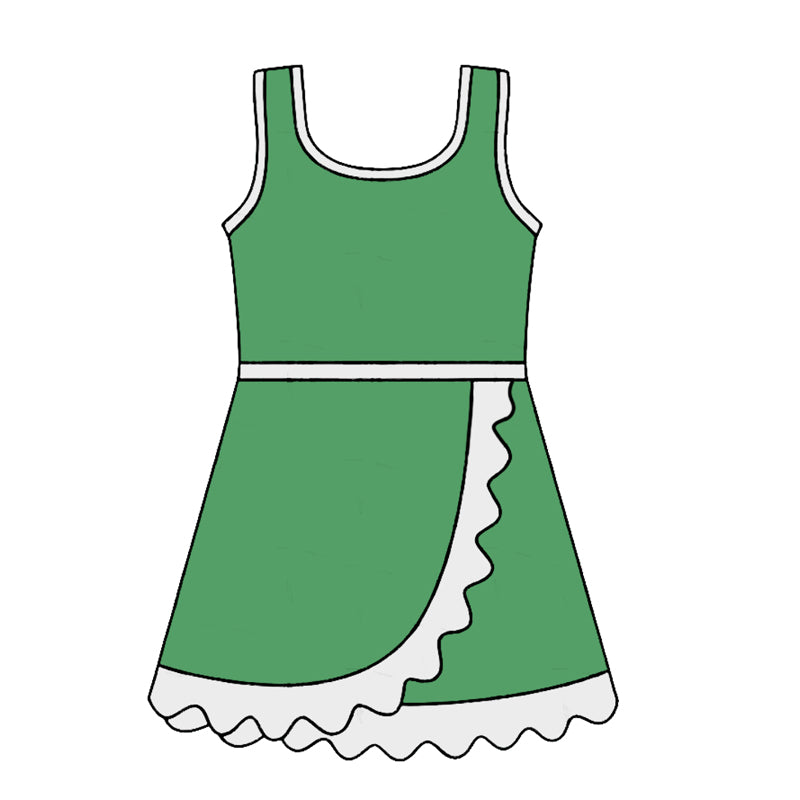 4.24 Pre order No Moq Baby Girls Sleeveless Yoga Active Short Scallop Knee Length Dress