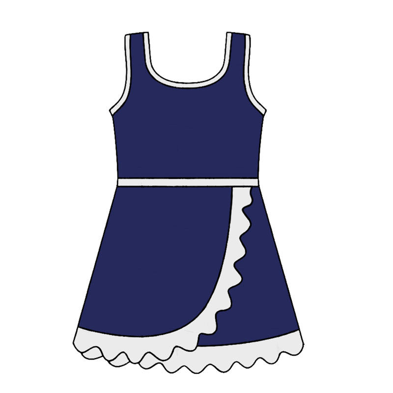 4.24 Pre order No Moq Baby Girls Sleeveless Yoga Active Short Scallop Knee Length Dress