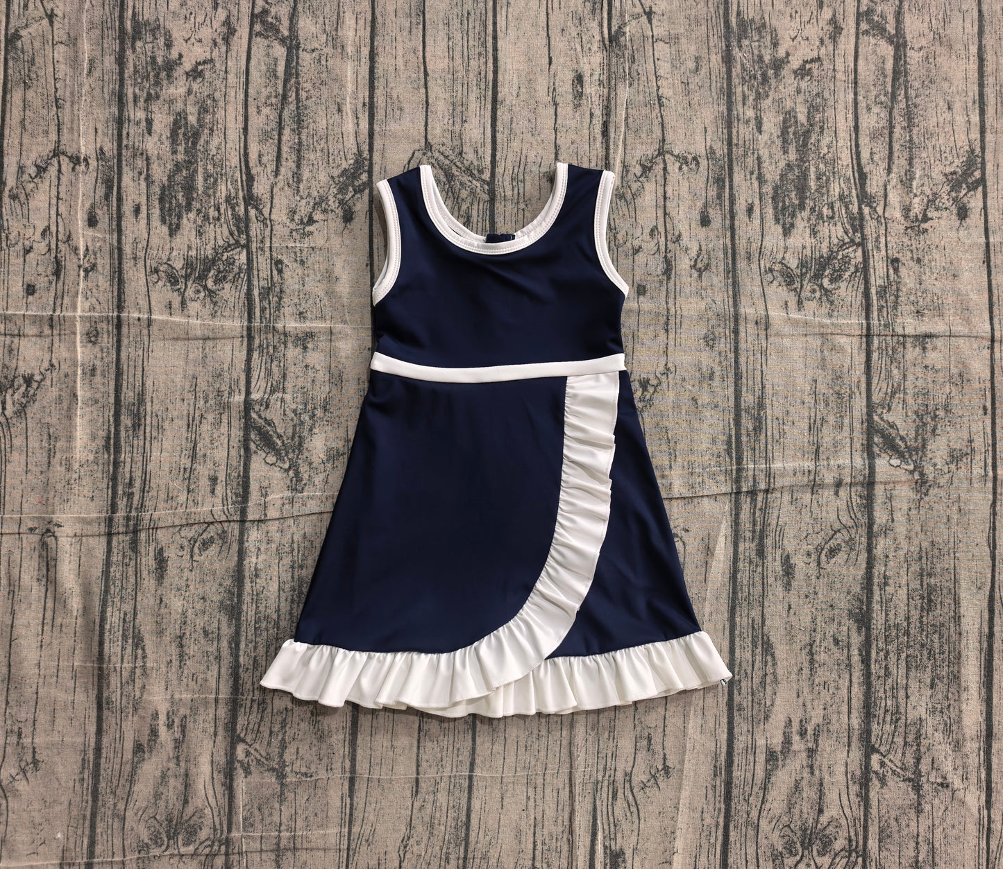 5.13 GSD4145 Sample No Moq Baby Girls Sleeveless Purple Yoga Active Short Scallop Knee Length Dress
