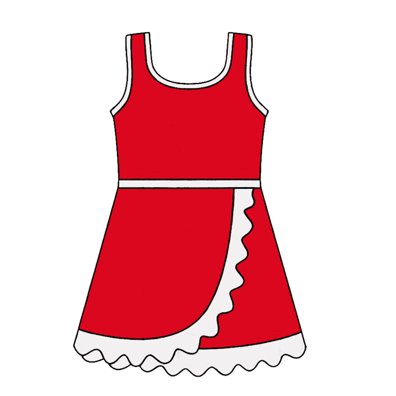 4.24 Pre order No Moq Baby Girls Sleeveless Yoga Active Short Scallop Knee Length Dress