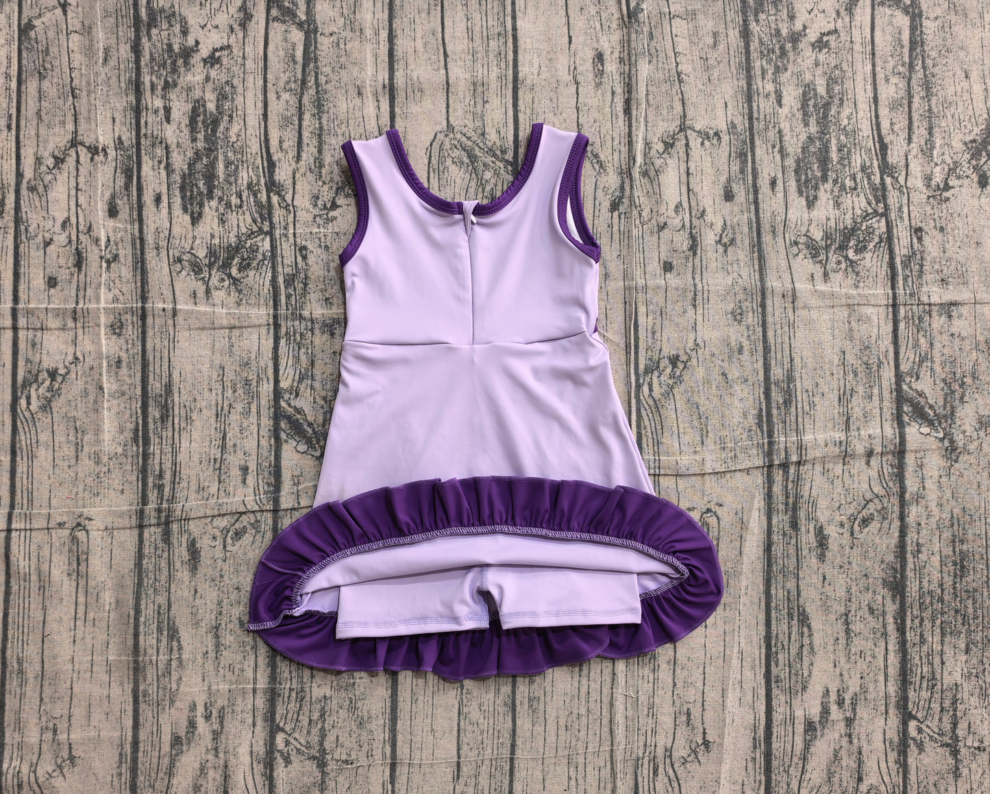 5.13 GSD4151 Sample No Moq Baby Girls Sleeveless Pink Purple Yoga Active Short Scallop Knee Length Dress