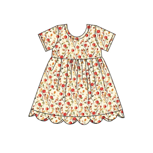 4.28 GSD4156 Pre order No Moq Baby Girls Short Sleeve Scallop Floral Dresses