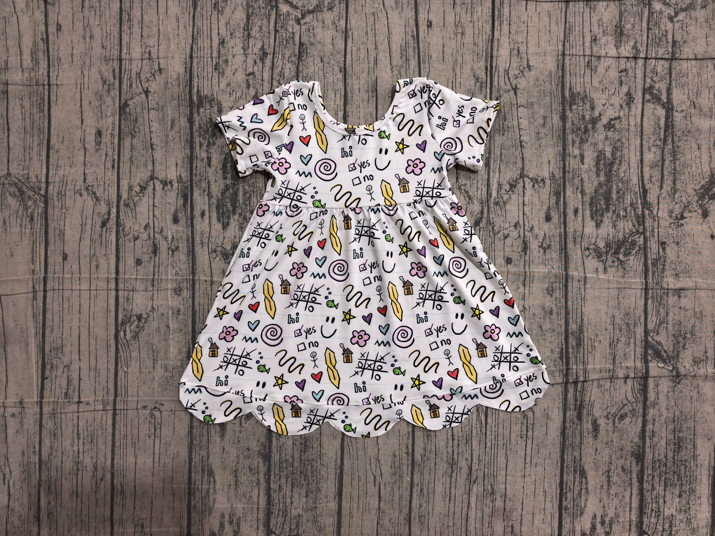 5.28 GSD4157 Sample No Moq Baby Girls Letters Flowers Scallop Fall Knee Length Dresses