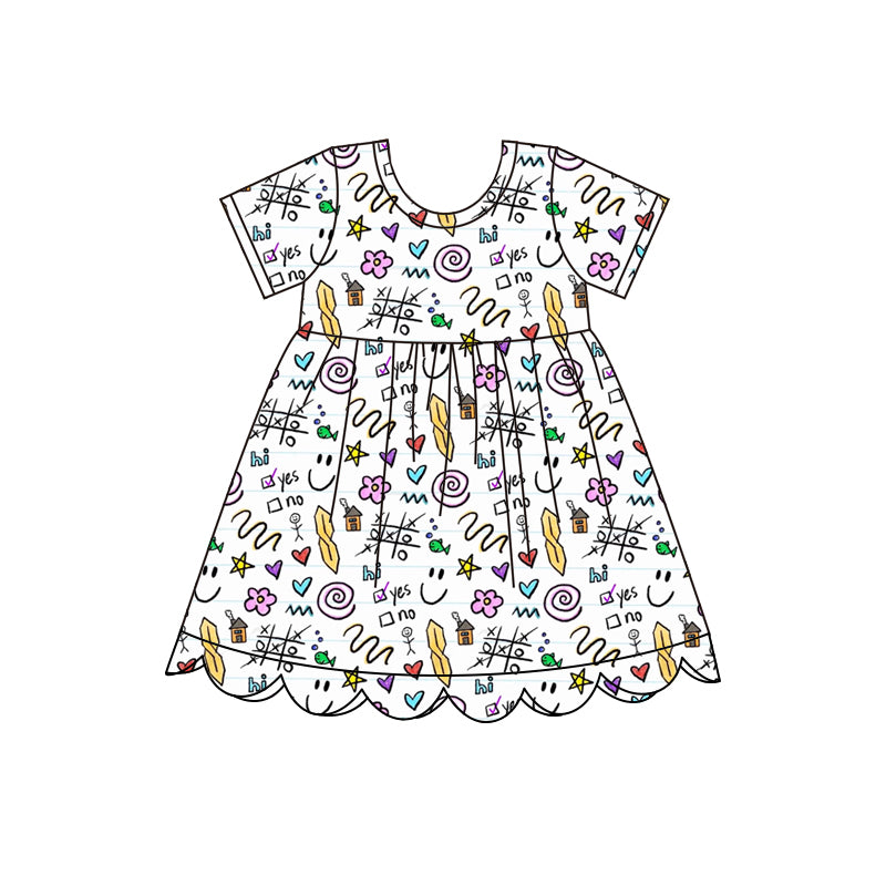 4.28 GSD4156 Pre order No Moq Baby Girls  Summer Short Sleeve Scallop Dresses
