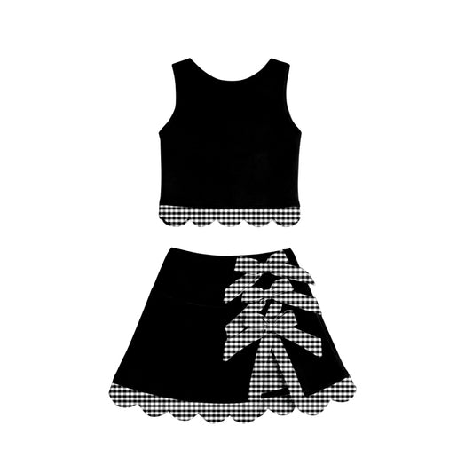 4.30 GSD4176 Pre order No Moq Baby Girls Skeeveless Vest Top Skirt Shorts Yoga Active Scallop Clothes Sets
