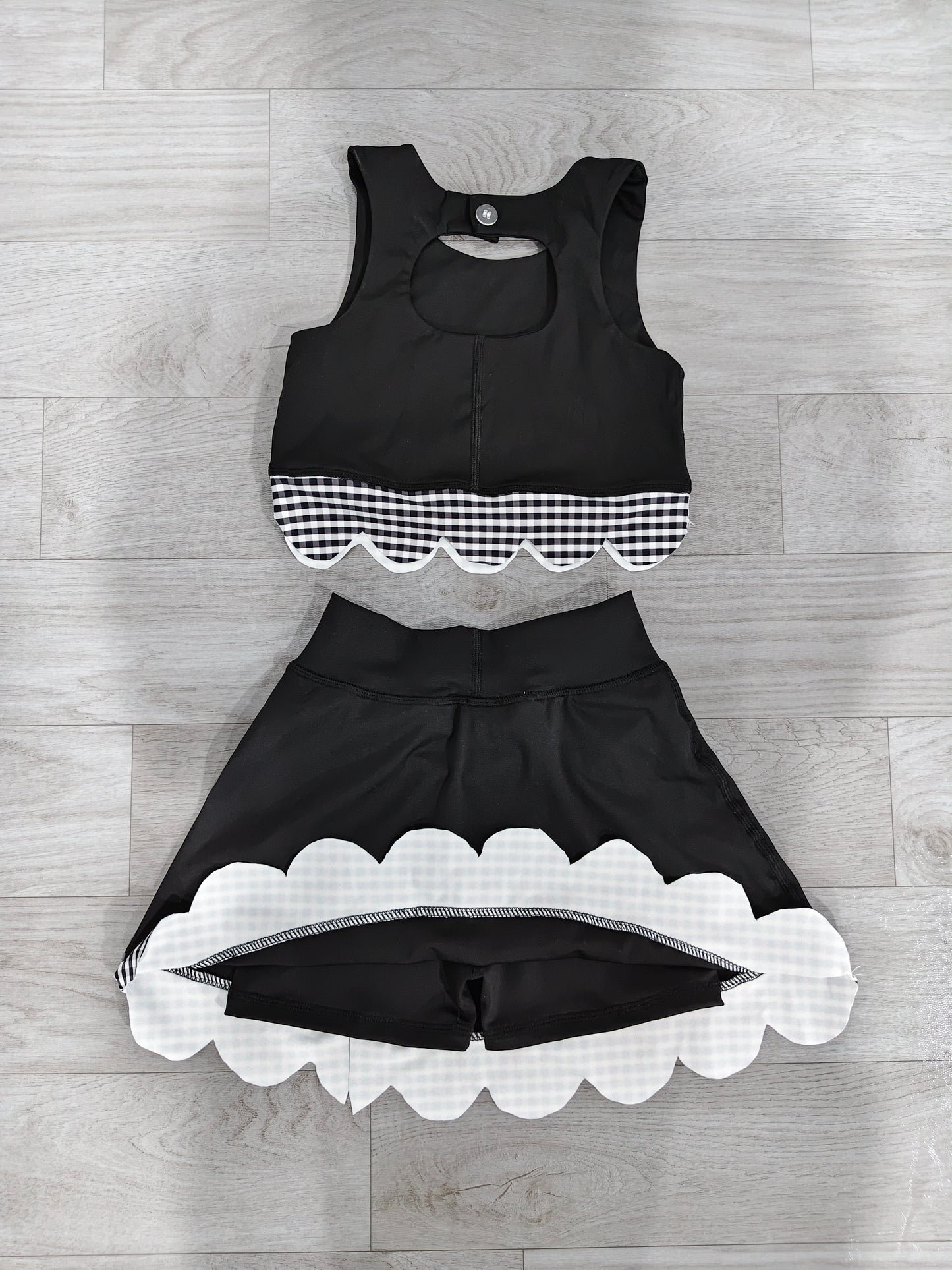 7.2 GSD4176 Sample No Moq Baby Girls Skeeveless Vest Top Skirt Shorts Yoga Active Scallop Clothes Sets