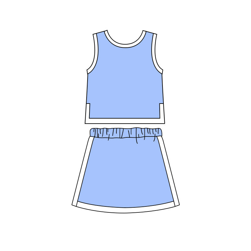 5.6 Pre order No Moq Baby Girls Solid Color Sleeveless Top And Skirt Outfit