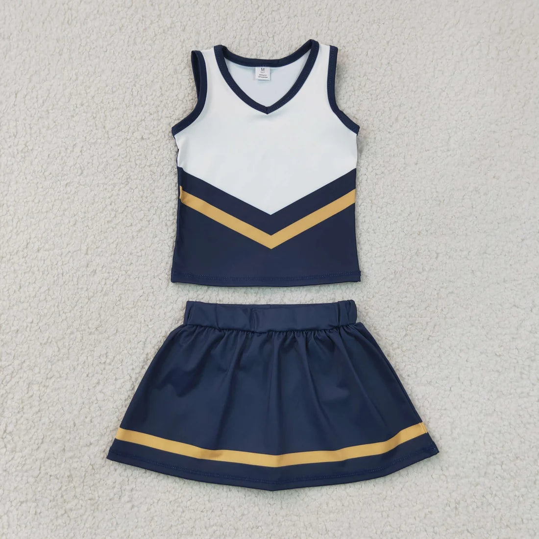 RTS NO MOQ Sibling yoga fabric Toddler Girls Striped Sleeveless Vest Top Skort Shorts Yoga Active Outfit Set