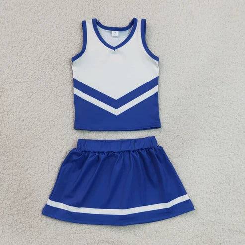 RTS NO MOQ Sibling yoga fabric Toddler Girls Striped Sleeveless Vest Top Skort Shorts Yoga Active Outfit Set