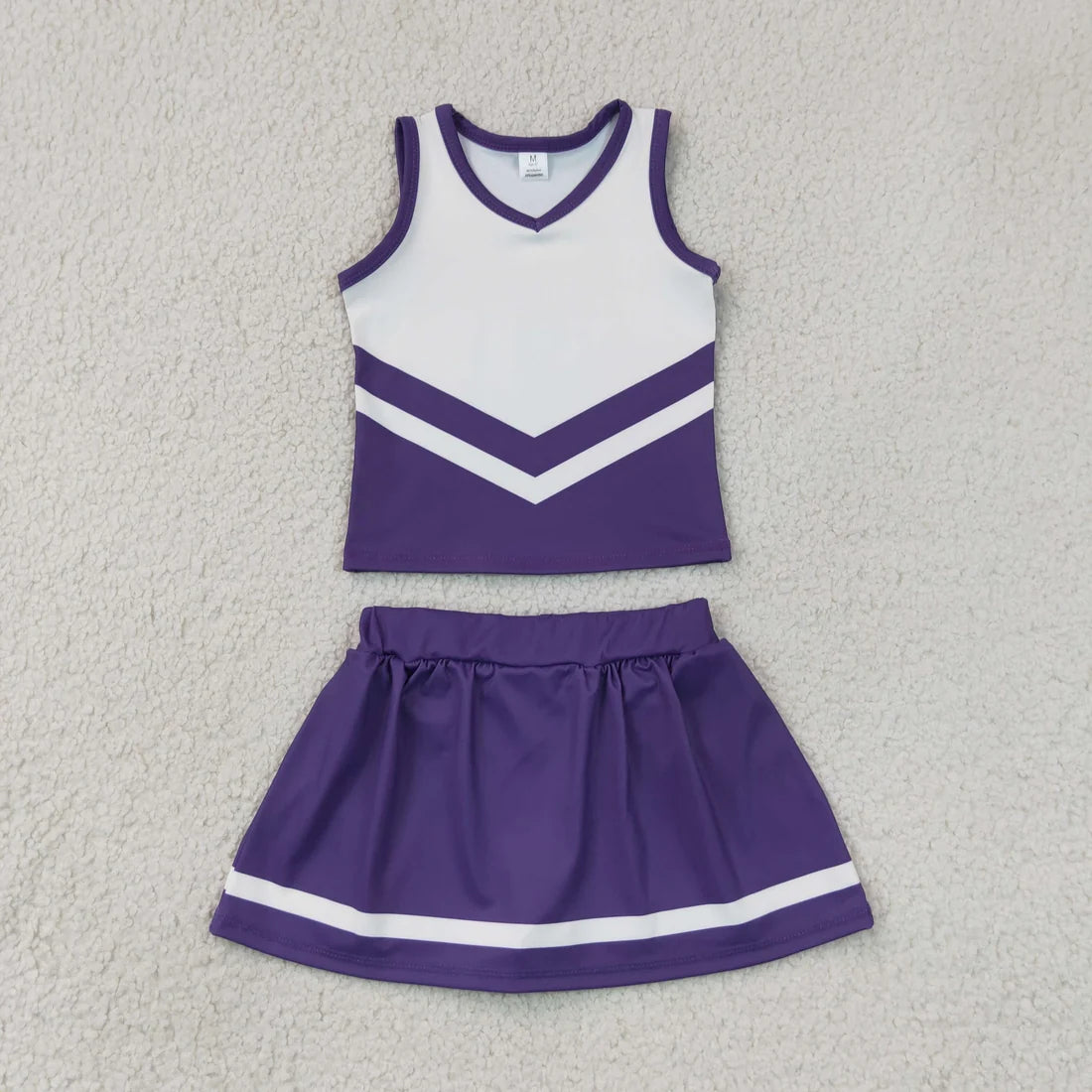 RTS NO MOQ Sibling yoga fabric Toddler Girls Striped Sleeveless Vest Top Skort Shorts Yoga Active Outfit Set